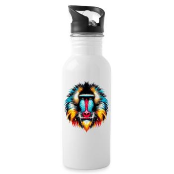 Mandrill Monkey - Water bottle with straw - white - Right