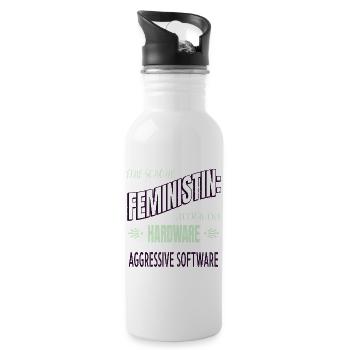 feminism bday feminin geburtstag allefüralle woman - Trinkflasche mit integriertem Trinkhalm - Weiß - Rechts