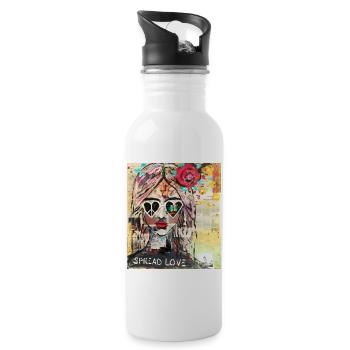 HippieHeart - Trinkflasche mit integriertem Trinkhalm - Weiß - Rechts