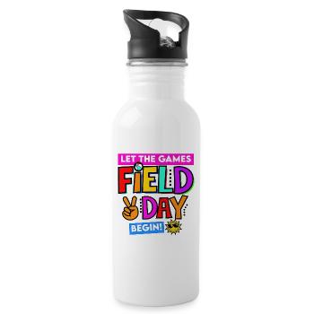 School Field Days Let the Games Begin Teacher 2024 - Water bottle with straw - white - Right