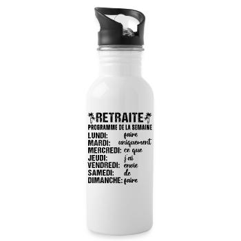 Retraite mon programme humour retraité cadeau - Gourde avec paille intégrée - blanc - Droite