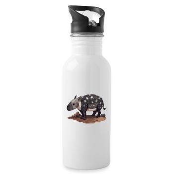 Niedliche Bergtapir-Illustration - Entzückendes Tier - Trinkflasche mit integriertem Trinkhalm - Weiß - Rechts