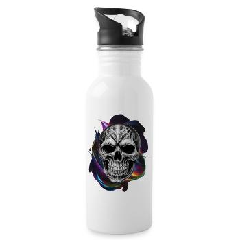 Modern skull - Water bottle with straw - white - Right
