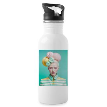 Zuckerwatte, Digitale Kunst - Trinkflasche mit integriertem Trinkhalm - Weiß - Rechts
