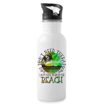 summer lake nature flora art pool sea beach love - Water bottle with straw - white - Right