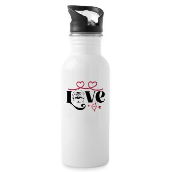 Hardcore Rave Raver DJ House-EDM Music-LOVE - Water bottle with straw - white - Right