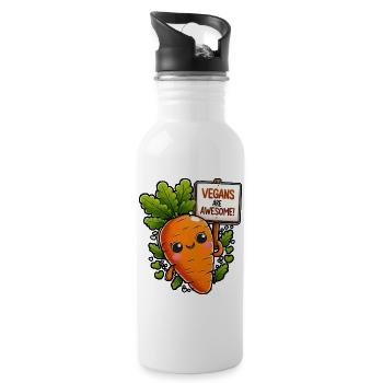 Vegan carrot mascots are great - Water bottle with straw - white - Right