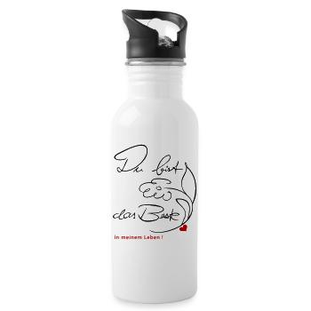 Du bist das Beste - Trinkflasche mit integriertem Trinkhalm - Weiß - Rechts