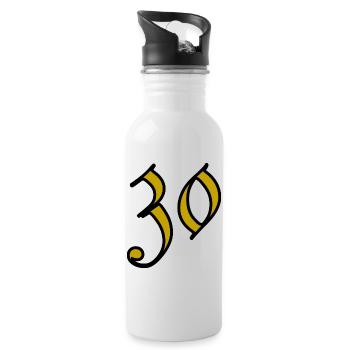 30. 30 YEARS. 30th ANNIVERSARY. 30 YEARS ANNIVERSARY. - Water bottle with straw - white - Right