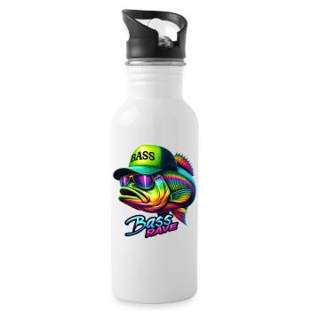 striped bass rave - Water bottle with straw - white - Right