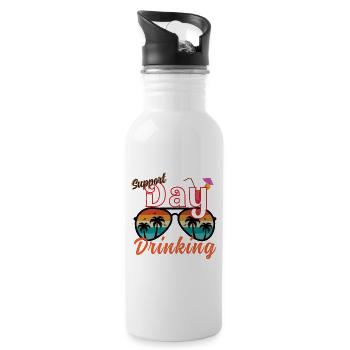 Day Drinking Palm Print - Trinkflasche mit integriertem Trinkhalm - Weiß - Rechts