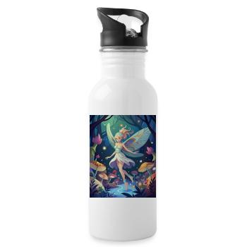 Magical guardian fairy in the magical forest - Water bottle with straw - white - Right
