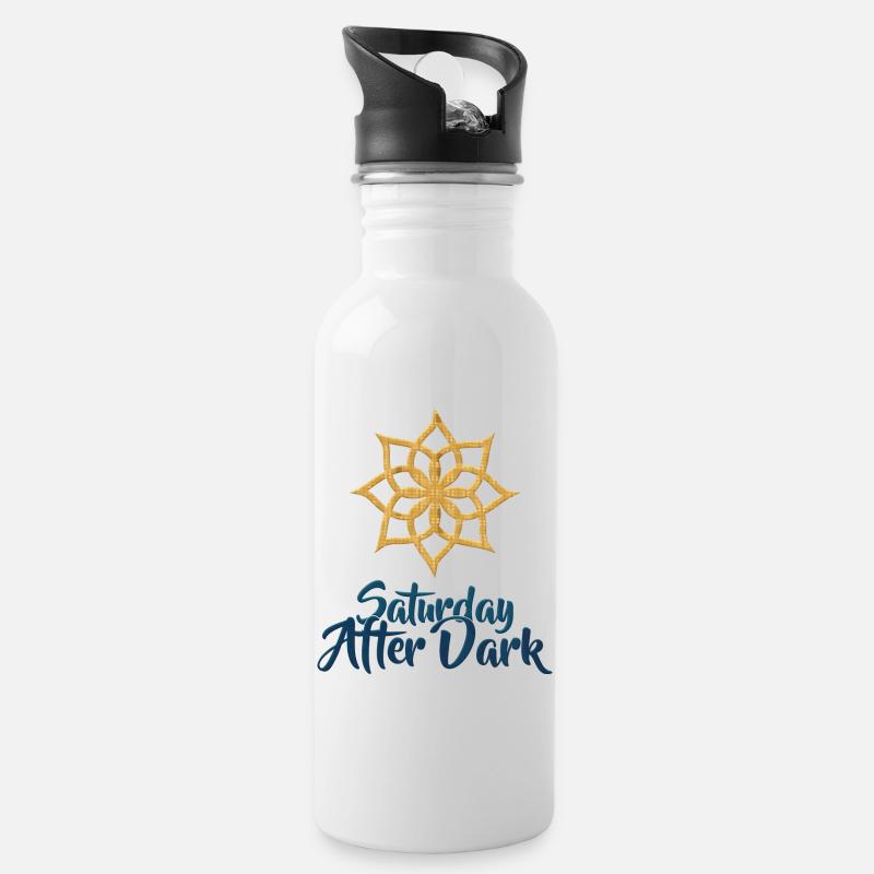 Saturday After Dark - Trinkflasche mit integriertem Trinkhalm - Weiß
