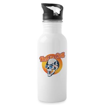 Rest in Chill Skull - Trinkflasche mit integriertem Trinkhalm - Weiß - Rechts