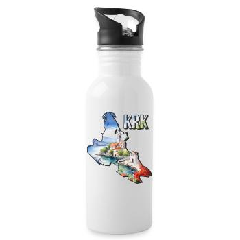 Watercolor Map Krk - Water bottle with straw - white - Right