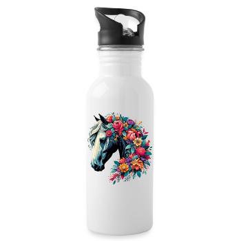 Cheval - Gourde avec paille intégrée - blanc - Droite