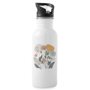 Blumen - Color blobs - Trinkflasche mit integriertem Trinkhalm - Weiß - Rechts