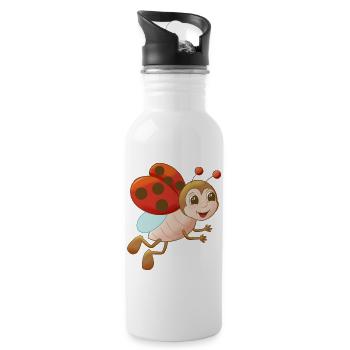 niedlicher Comic Marienkäfer - Trinkflasche mit integriertem Trinkhalm - Weiß - Rechts