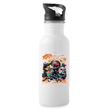 Feel The Roar From To Fantastic - Trinkflasche mit integriertem Trinkhalm - Weiß - Rechts