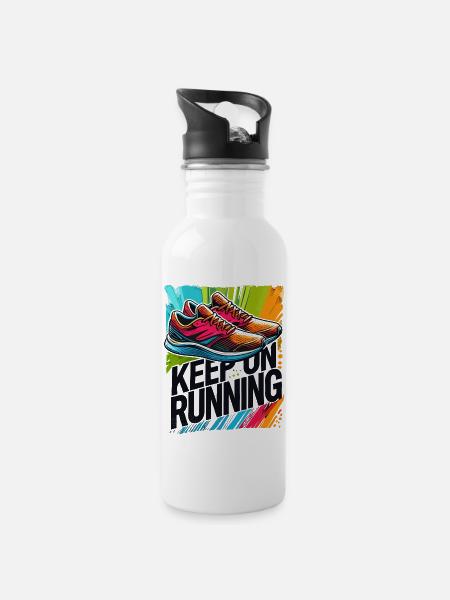continuer à courir Chaussures de course Coureur Coureur Coureur - Gourde avec paille intégrée - blanc