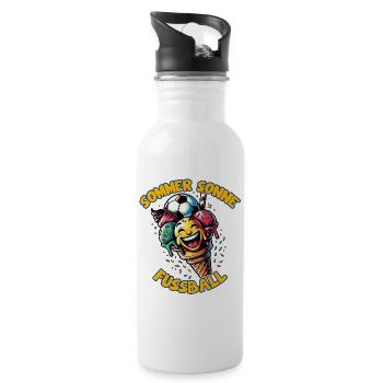 Sommer Sonne Fussball lachende Eistüte - Trinkflasche mit integriertem Trinkhalm - Weiß - Rechts