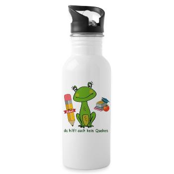 Back to School, Frosch - Trinkflasche mit integriertem Trinkhalm - Weiß - Rechts