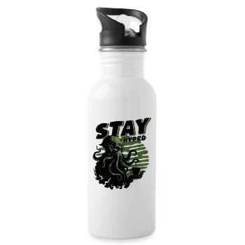 Stay Hyped - Cthulhu Kult Lovecraft Necronomicon - Trinkflasche mit integriertem Trinkhalm - Weiß - Rechts
