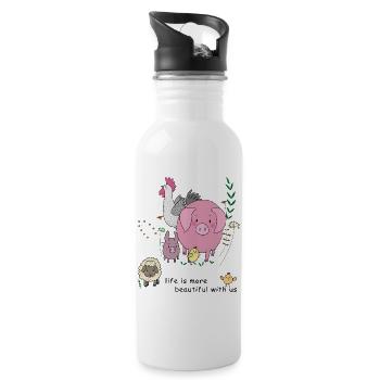 Bauernhof, life is more beautiful with us - Water bottle with straw - white - Right