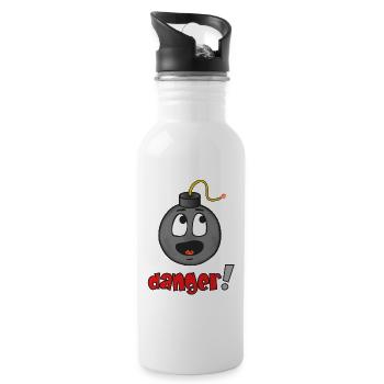 Danger explosives Gesicht - Lustiges Emoticon - Trinkflasche mit integriertem Trinkhalm - Weiß - Rechts