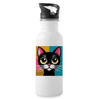 Chat - Gourde avec paille intégrée - blanc - Droite