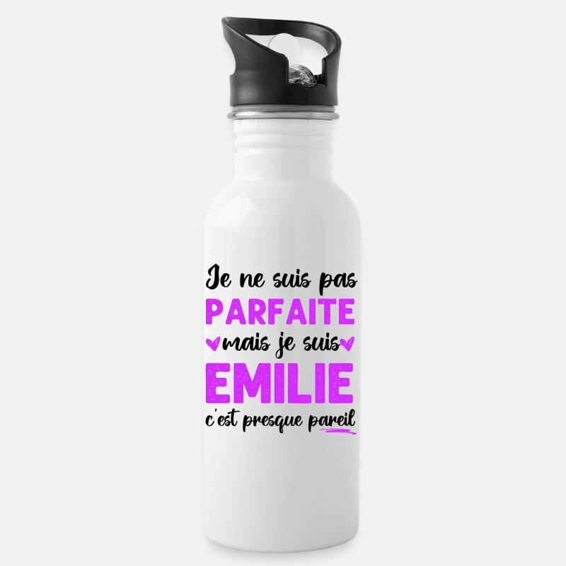 Je ne suis pas parfaite mais je suis Émilie cadeau - Gourde avec paille intégrée - blanc