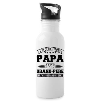 J'ai deux titres papa et papy cadeau fête des père - Gourde avec paille intégrée - blanc - Droite