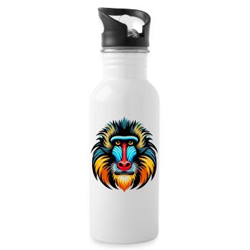 Mandrill monkey - Water bottle with straw - white - Right