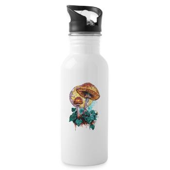 Cottagecore Mondphasen Pilz Goblincore Vintage - Trinkflasche mit integriertem Trinkhalm - Weiß - Rechts