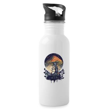 Fairycore Pilz Goblincore Mondphasen Vintage - Trinkflasche mit integriertem Trinkhalm - Weiß - Rechts