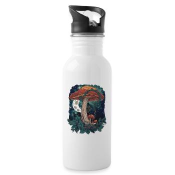 Goblincore Pilz Fairycore Cottagecore Vintage - Trinkflasche mit integriertem Trinkhalm - Weiß - Rechts
