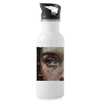 Dein Gesichtsausdruck verrät deine inneren Gedanken - Trinkflasche mit integriertem Trinkhalm - Weiß - Rechts