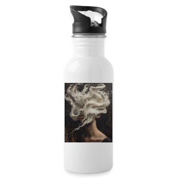 Ein Meer von Gedanken - Trinkflasche mit integriertem Trinkhalm - Weiß - Rechts