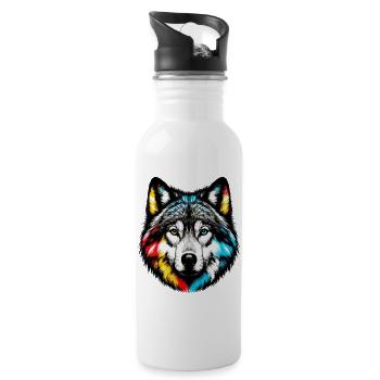 Wolf - Trinkflasche mit integriertem Trinkhalm - Weiß - Rechts