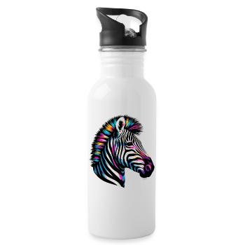 Zebra - Trinkflasche mit integriertem Trinkhalm - Weiß - Rechts