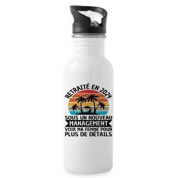 Retraité en 2024 humour retraite cadeau retraité - Gourde avec paille intégrée - blanc - Droite