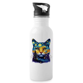 Cat - Water bottle with straw - white - Right