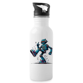 Außerirdischer außerirdischer Roboter tanzt - Trinkflasche mit integriertem Trinkhalm - Weiß - Rechts