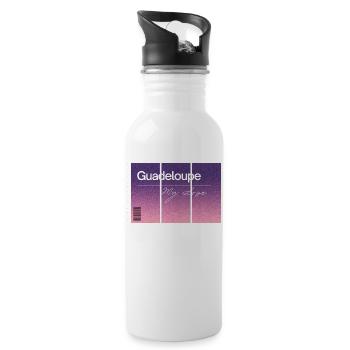 Guadeloupe, my love. Souvenir WITH GPS data - Water bottle with straw - white - Right