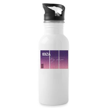 Ibiza, my love. Souvenir with GPS data - Water bottle with straw - white - Right