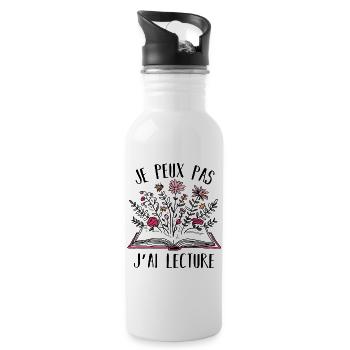 Je peux pas j' ai lecture humour livres cadeau - Gourde avec paille intégrée - blanc - Droite