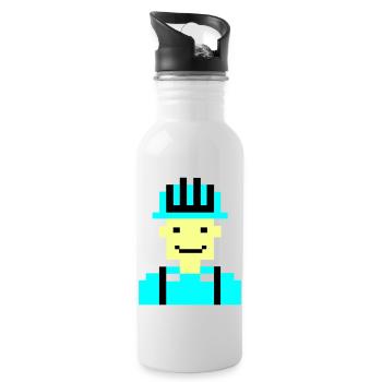 Ouvrier du bâtiment Pixel 01 - Gourde avec paille intégrée - blanc - Droite