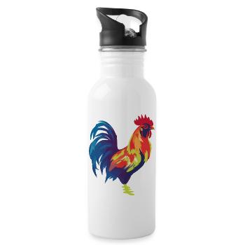 hahn - Trinkflasche mit integriertem Trinkhalm - Weiß - Rechts