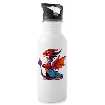 Dragon - Water bottle with straw - white - Right