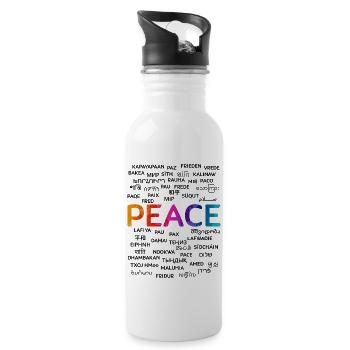Wear Peace-Share Peace - Trinkflasche mit integriertem Trinkhalm - Weiß - Rechts
